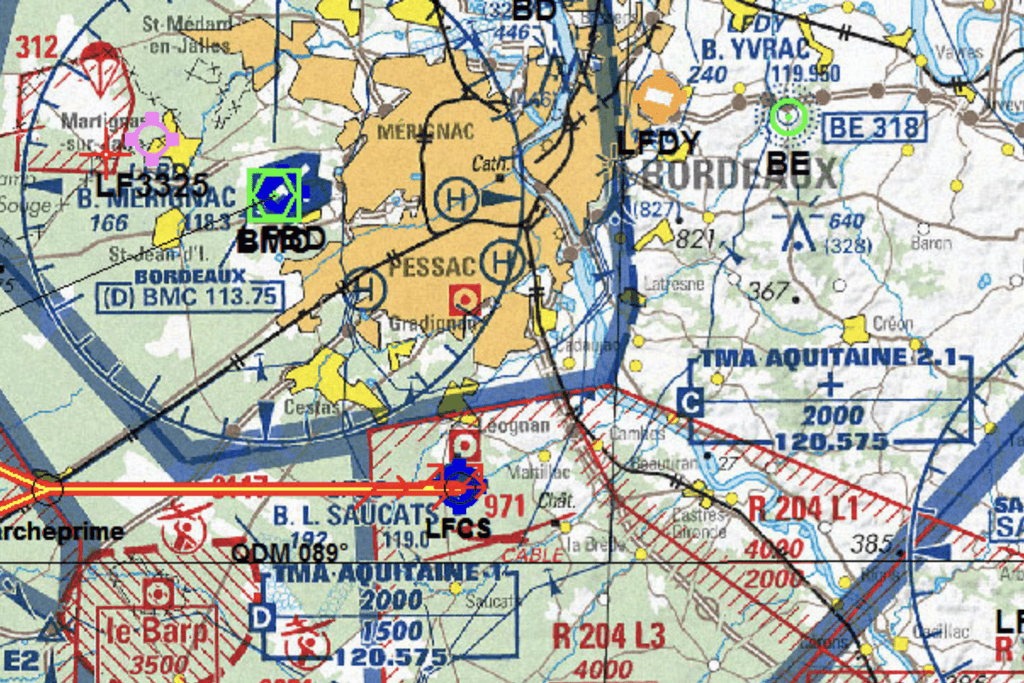 Carte aéronautique Bordeaux