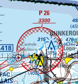 Représentation de zone particulière sur carte aéronautique