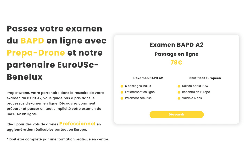 Passer l'examen drone BAPD A2 en France avec Prepa Drone