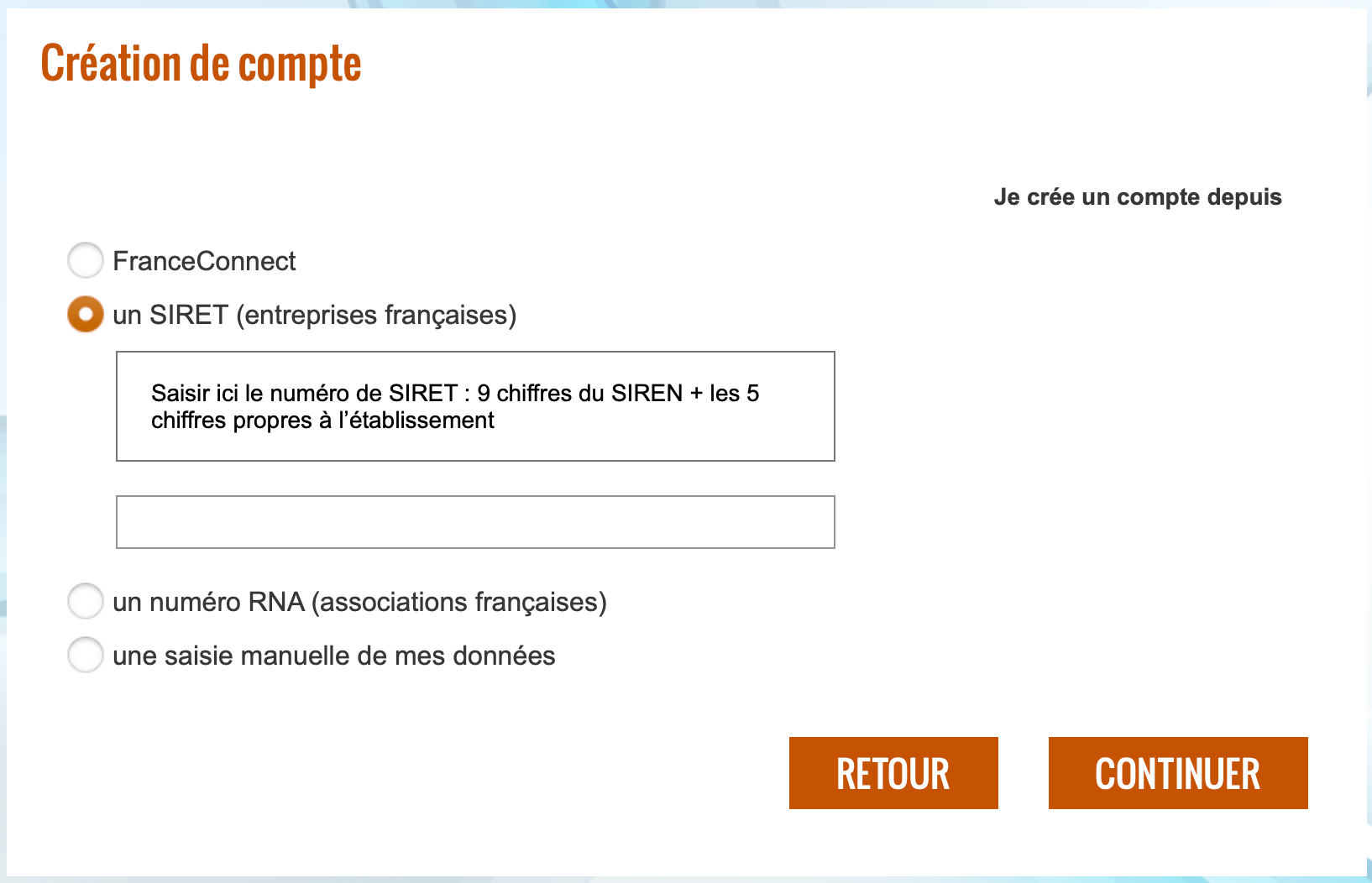 Création de compte sur AlphaTango